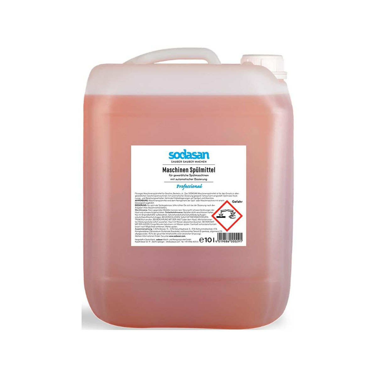 Sodasan Flüssiges Spülmittel 'Professional' für gewerbliche Spülmaschinen, 10 l; 10000 ml; rot