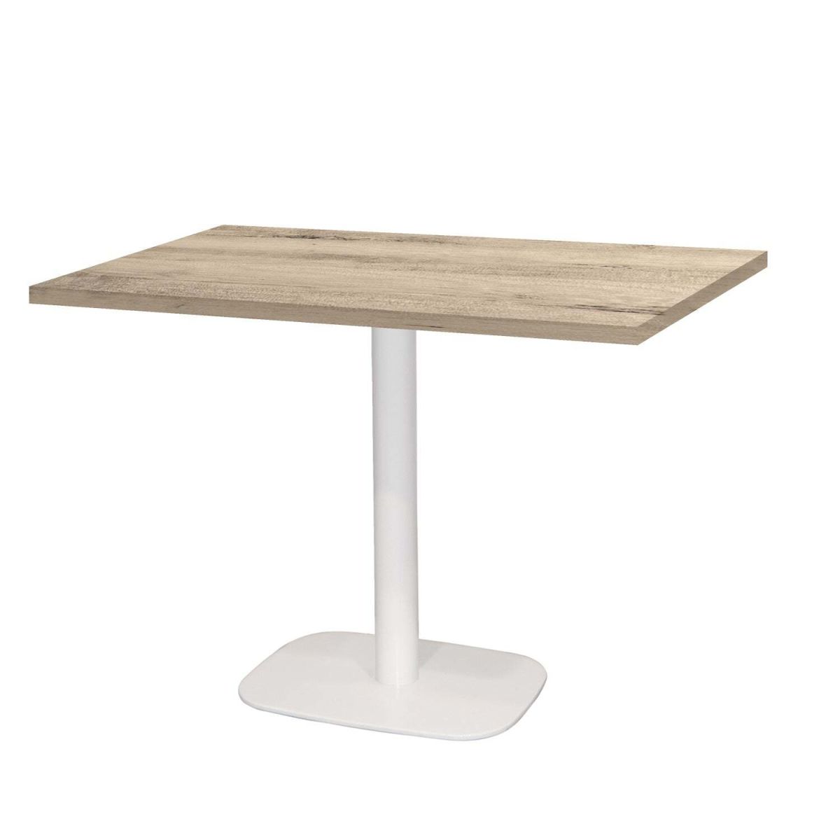 Tavolo Round rettangolare base bianco - laminato legno & pietra RestooTab; 120x70x75 cm (LxLxH); quercia/naturale; rettangolare