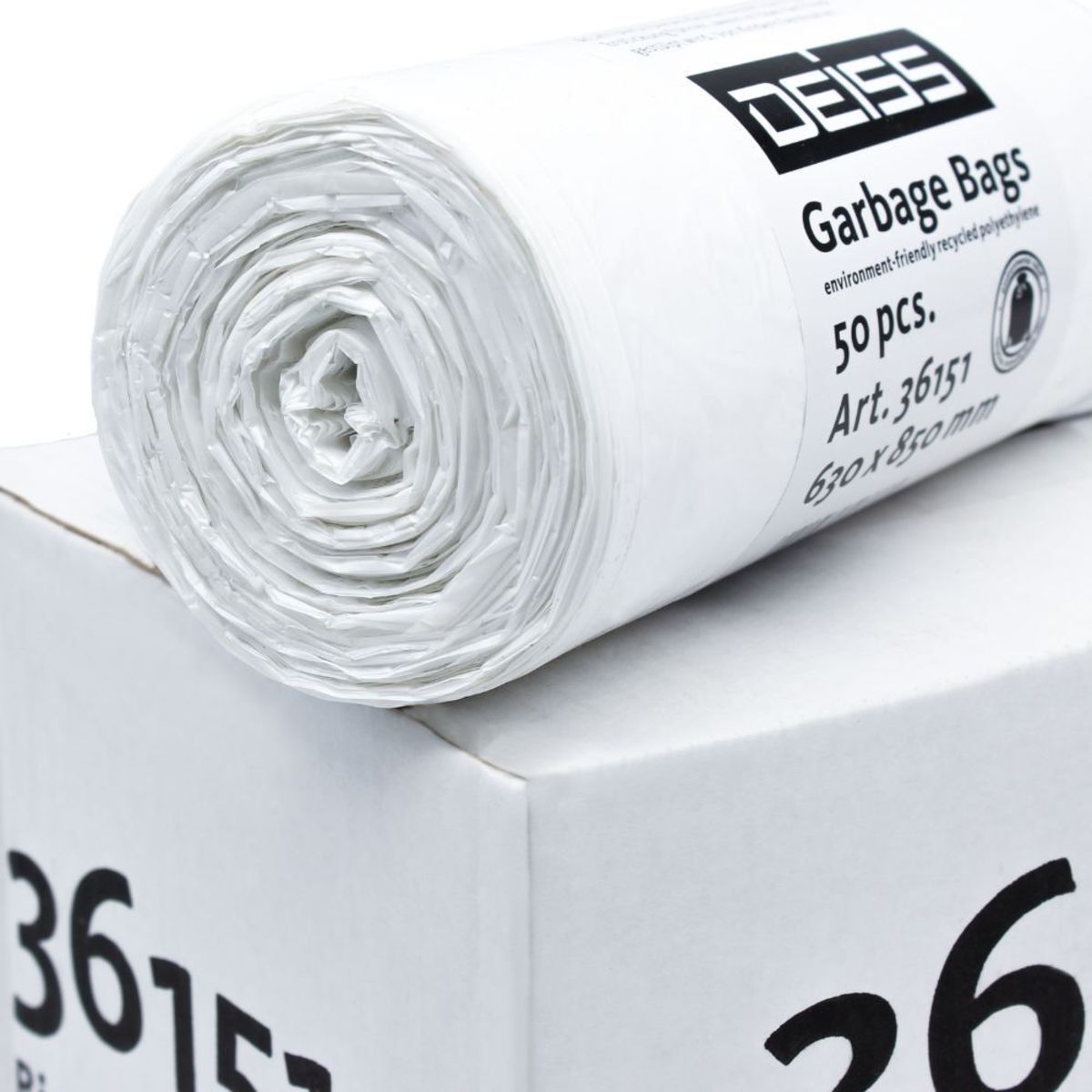 Deiss DEISS LDPE Müllsäcke; 80 l, 68 cm (H); weiß; 6 Stück / Pack