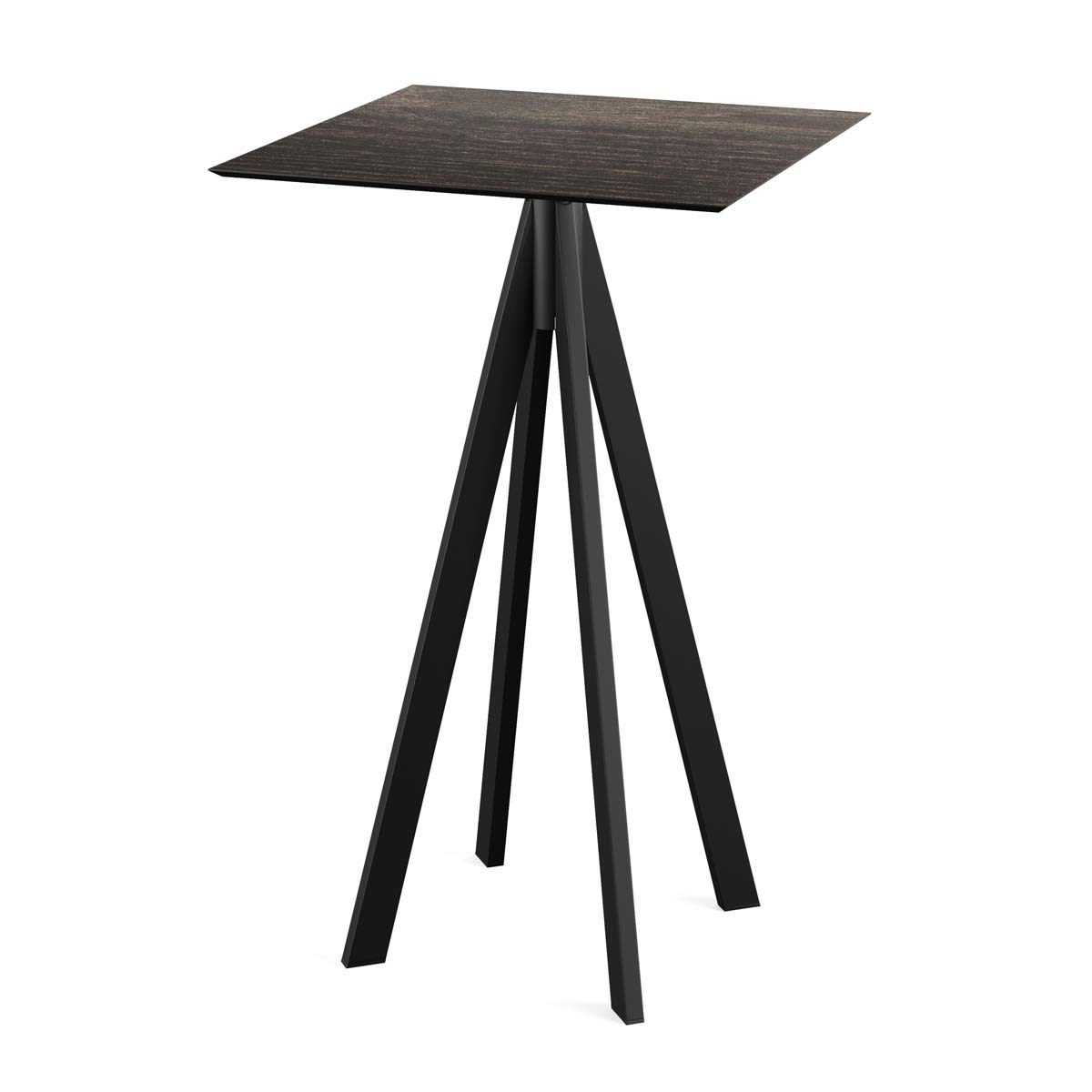Feros Stehtisch Infinity Gestell + HPL quadratisch 70x70x109.2 cm (LxBxH); dunkelbraun; quadratisch