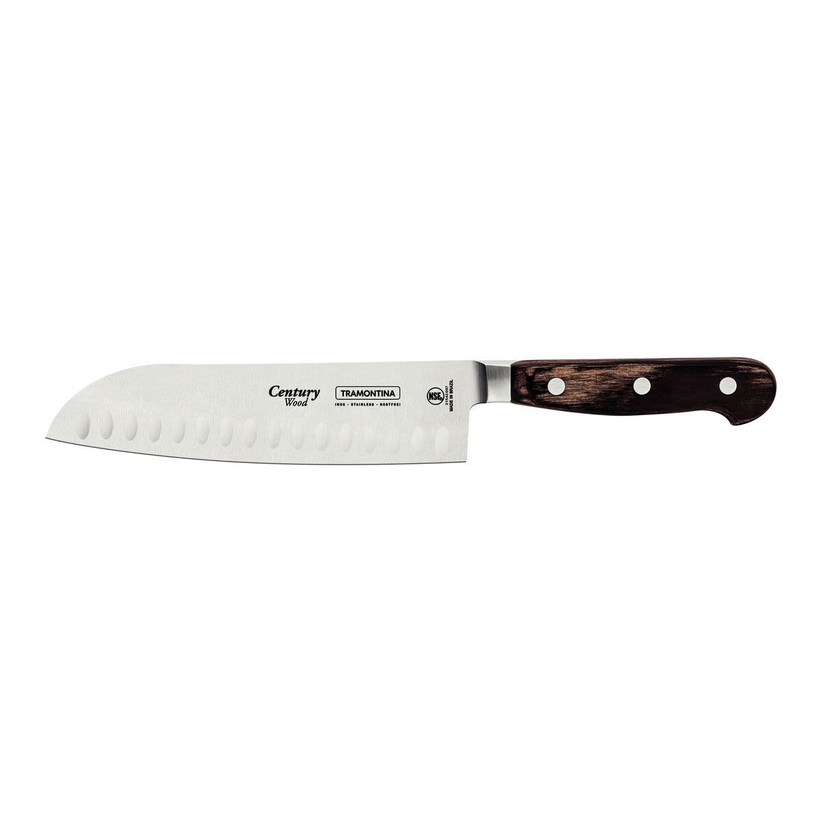 TRAMONTINA Santokumesser Century Wood Klingenlänge 19 cm, 30.6 cm (L); silber/braun