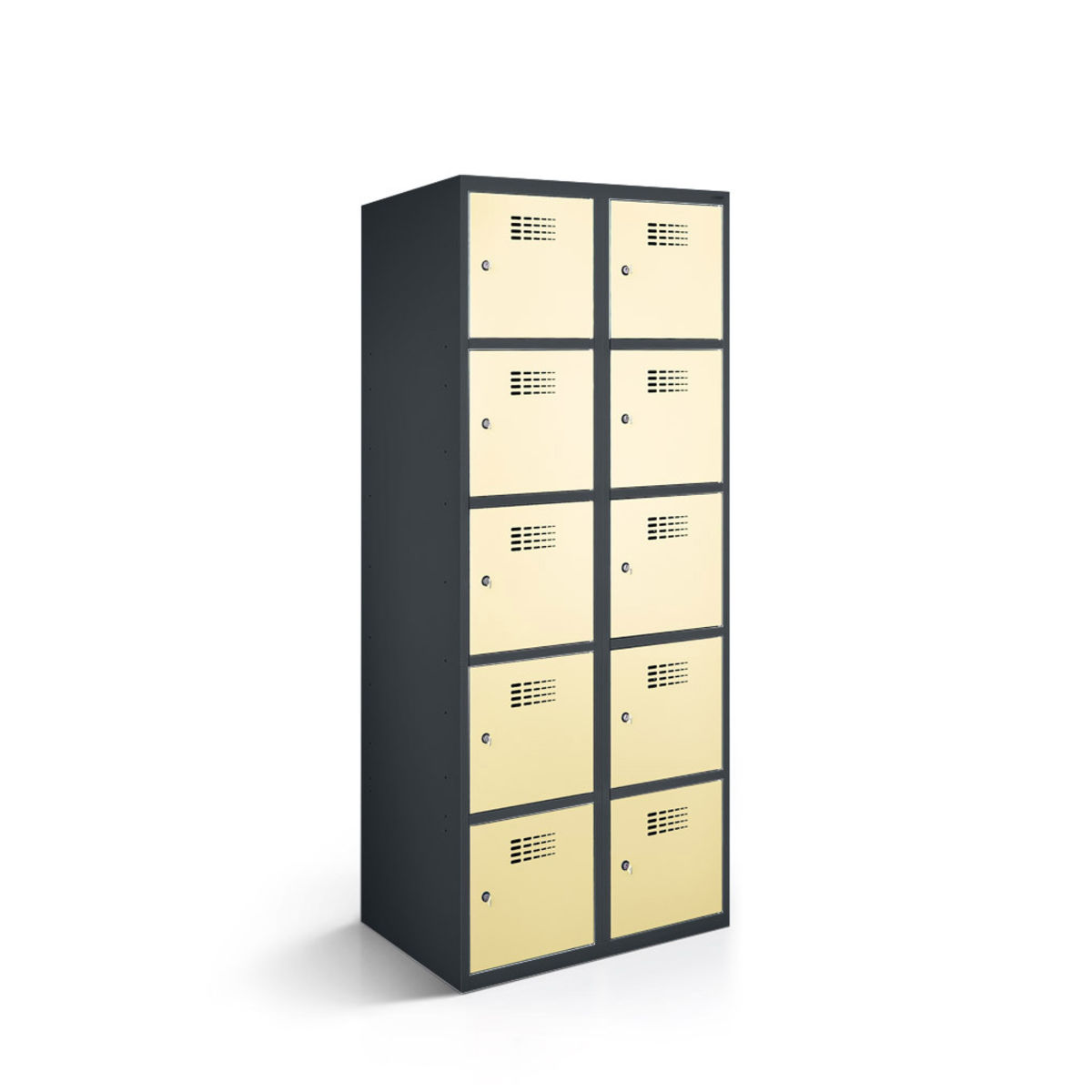 rotstahl Fächerschrank 10 Fächer mit anthrazitgrauem Korpus 60x50x180 cm (BxTxH); elfenbein