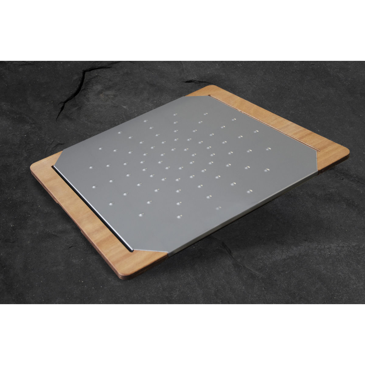 STIL CASA Stil casa, 4er-Set Schneidebretter für Pizza und Focaccia, Holzträger, Edelstahlplatte, 50x60 cm - innen 50x50 cm 50x60x3 cm (LxBxH); mehrfarbig; 4 Stück / Pack
