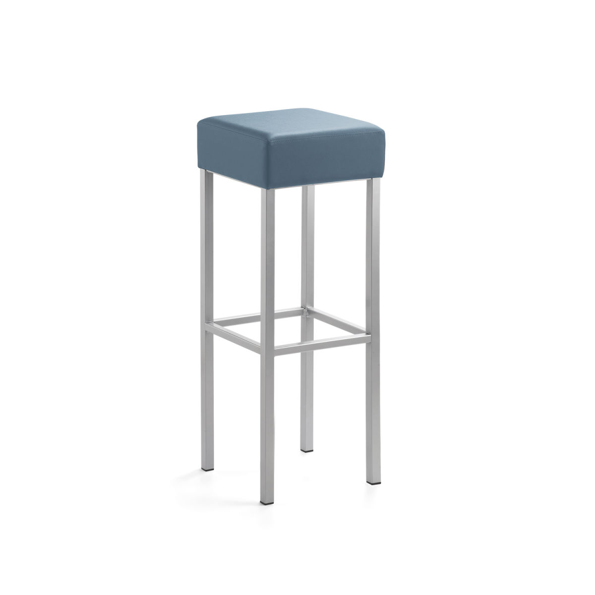 Mayer Sitzmöbel Extra-hoher Barhocker 89 cm, Vierfuß, Mikrofaser in Lederoptik 34x34x92 cm (BxTxH); Sitz graublau, Gestell silber
