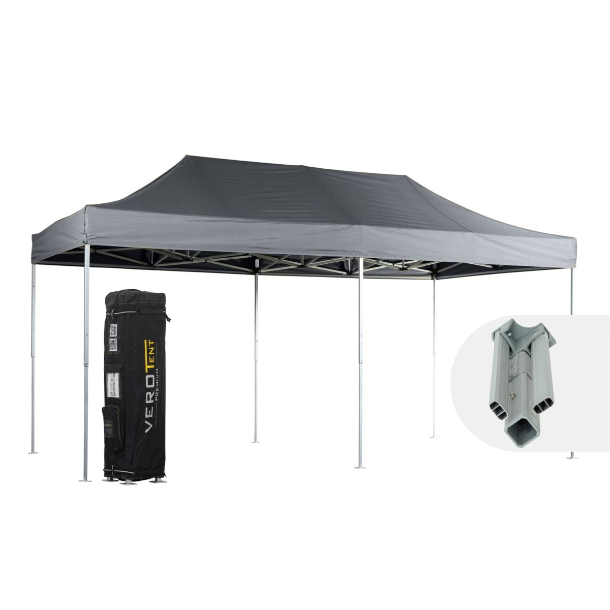 VeroTENT VeroTENT Faltpavillon 3x6m Classic mit Dach 300x600x330 cm (LxBxH); grau