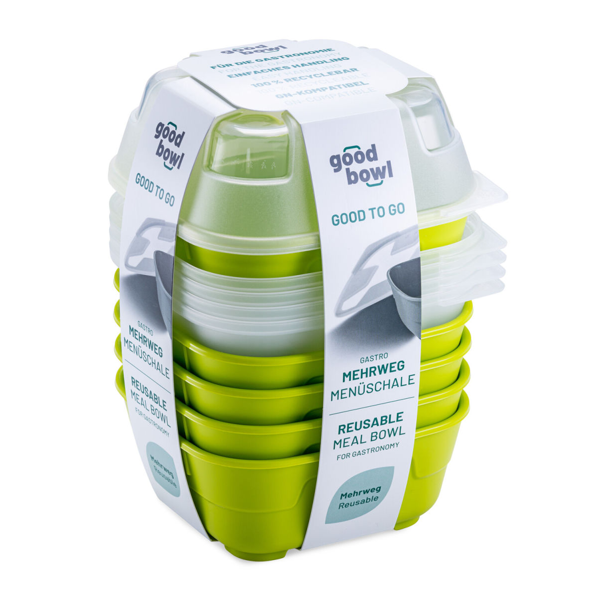 thermohauser Mehrweg-Menübehälter GoodBowl Tiny XL 550 ml, 14.2x14.2x10.2x10.2 cm (LxBxØxH); limettengrün; quadratisch; 5 Stück / Pack