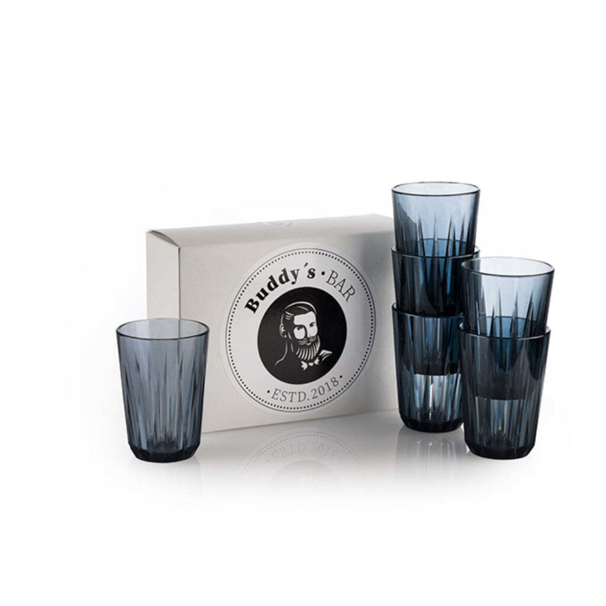 Buddy’s Bar Trinkbecher, 6er-Set, Tritan; 9.5 cm (H); grau; 6 Stück / Pack