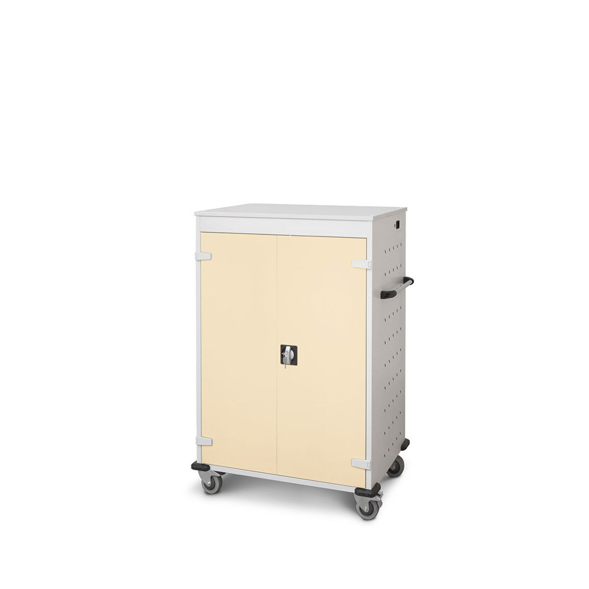 rotstahl Laptopwagen 20 Fächer mit lichtgrauem Korpus 92x125 cm (BxH); elfenbein