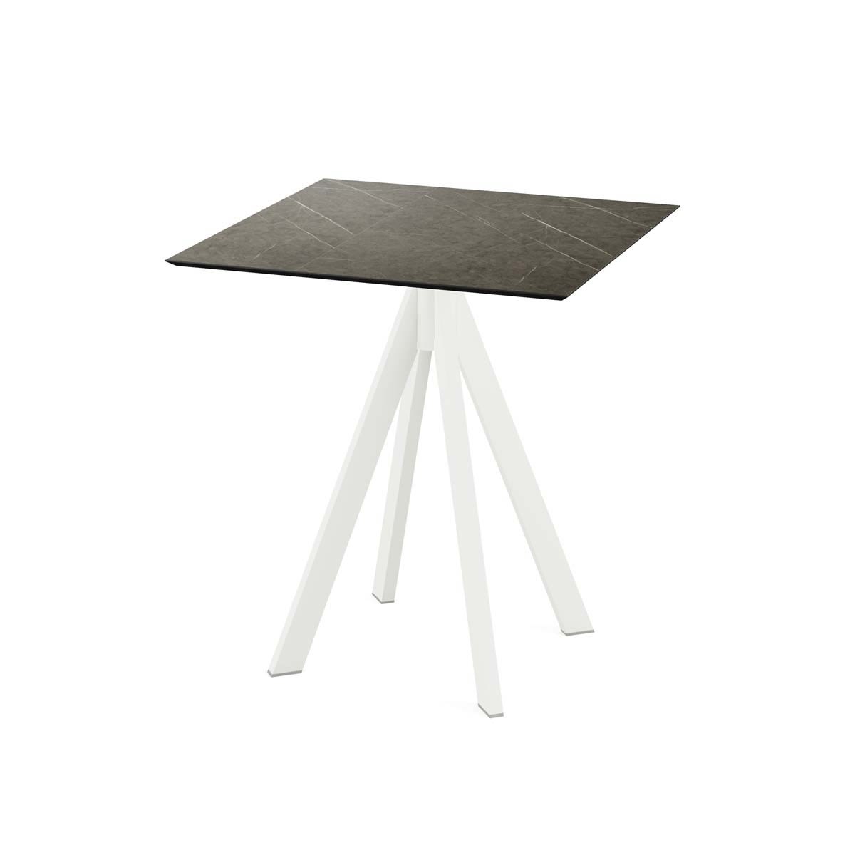 Feros Terrassentisch Infinity Weiß Gestell + HPL quadratisch 70x70x73.2 cm (LxBxH); braun; quadratisch