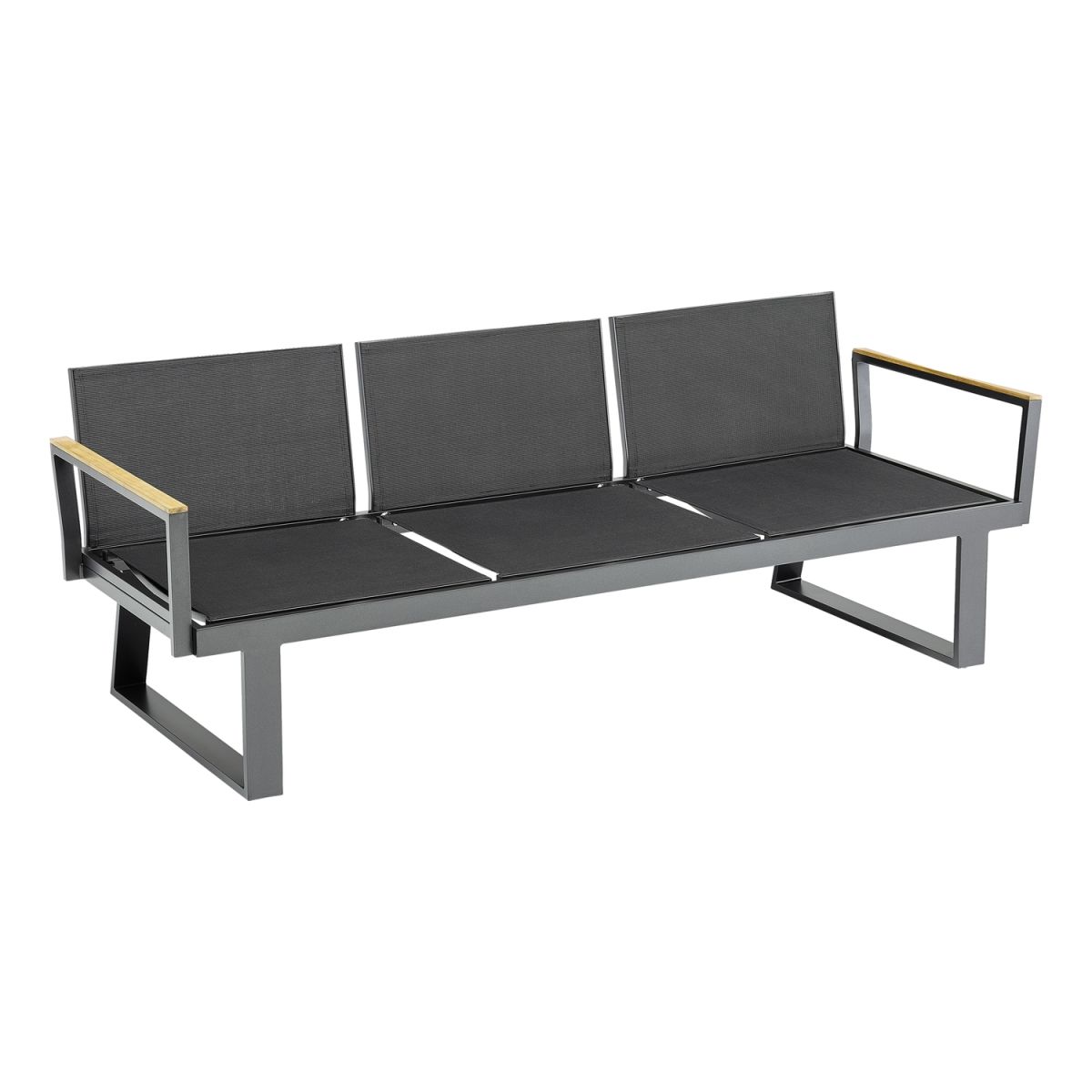 KETTLER 3er-Bank/Sonnenliege RASMUS 210x80x80 cm (BxTxH); Sitz anthrazit, Gestell anthrazit