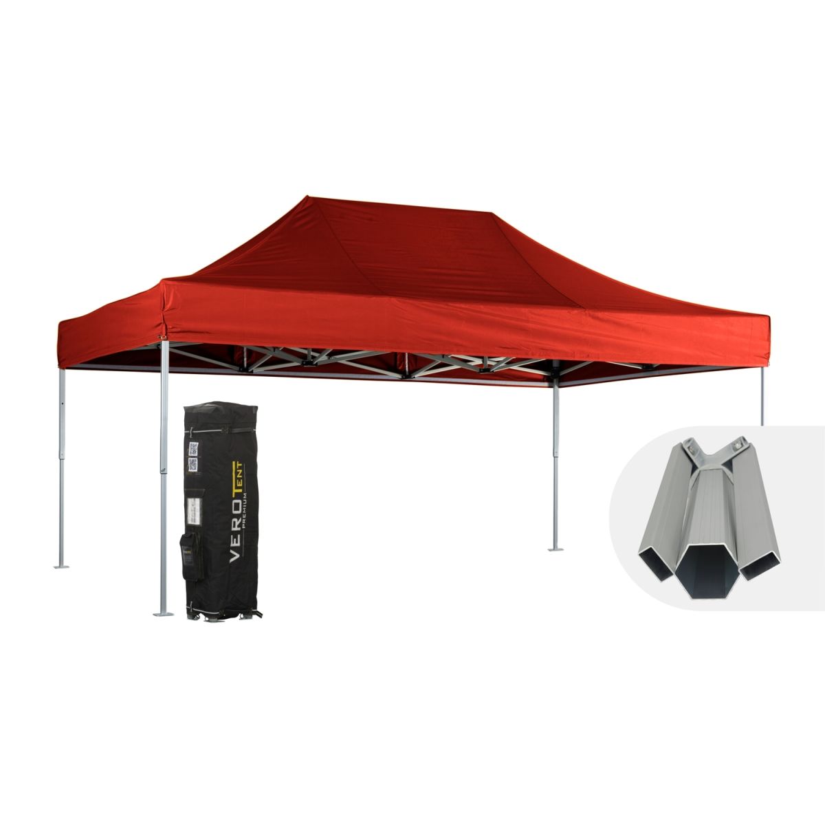 VeroTENT VeroTENT Faltpavillon 4x6m Budget50 mit Dach 400x600x400 cm (LxBxH); rot
