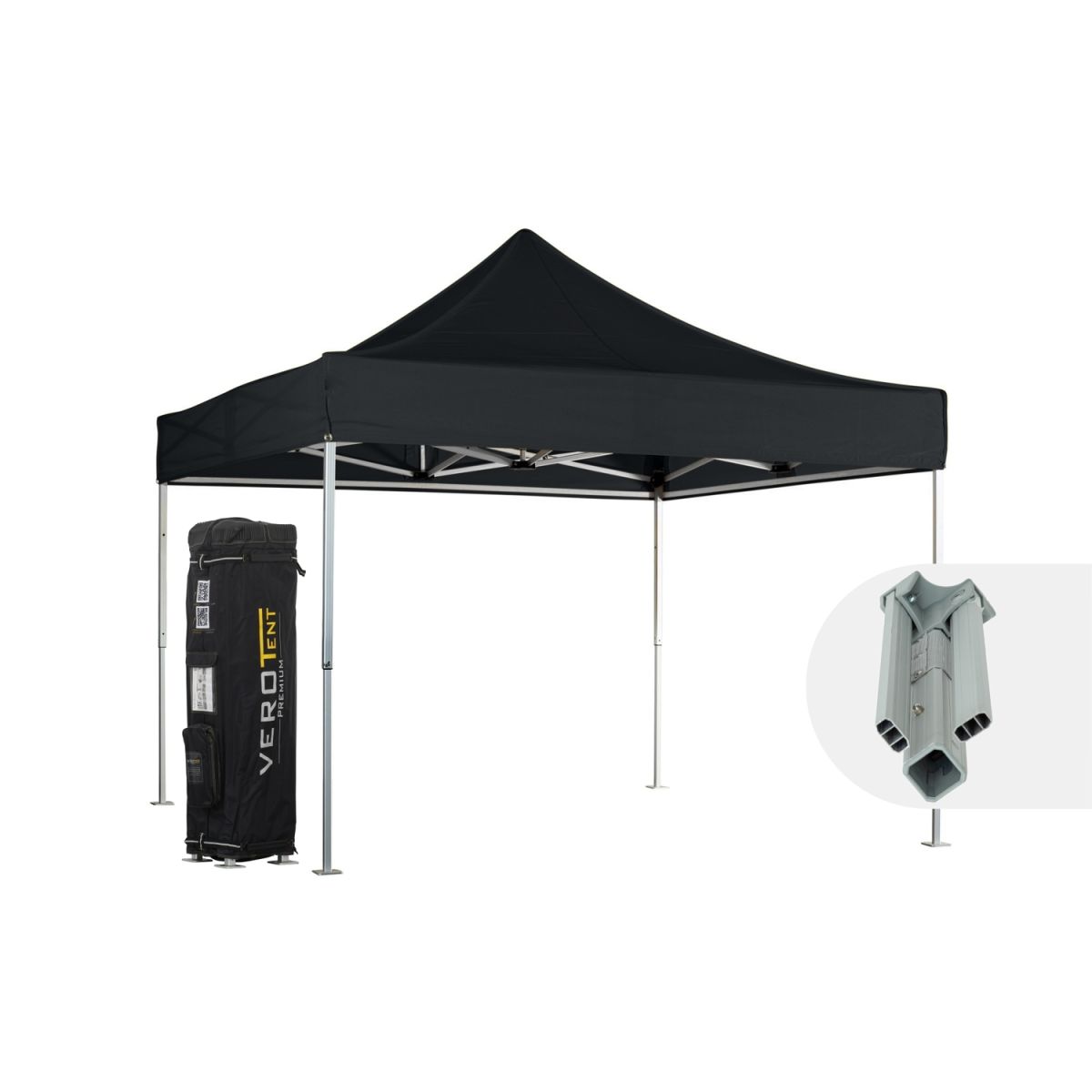 VeroTENT VeroTENT Faltpavillon 4x4m Classic mit Dach 400x400x400 cm (LxBxH); schwarz