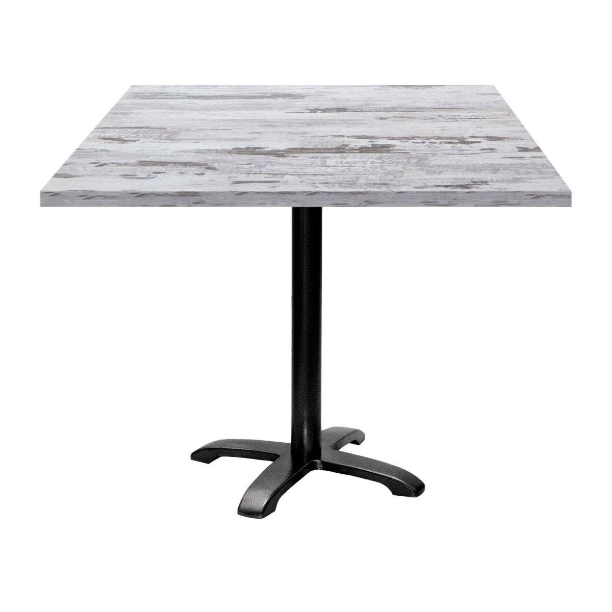 RestooTab Tisch Bazila quadratisch - Dekor Holz 90x90x74 cm (LxBxH); Platte eiche/weiß, Gestell schwarz; quadratisch