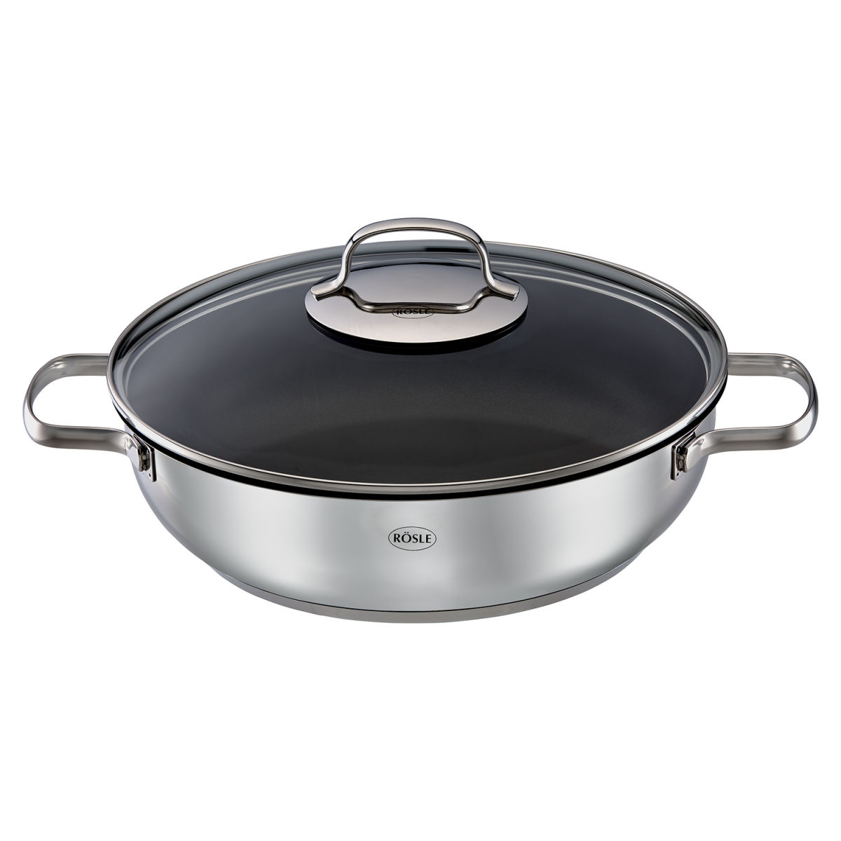 RÖSLE Servierpfanne ELEGANCE 28 cm 0.004 l, 38.4x29.5x15.5 cm (LxBxH); silber/schwarz; rund