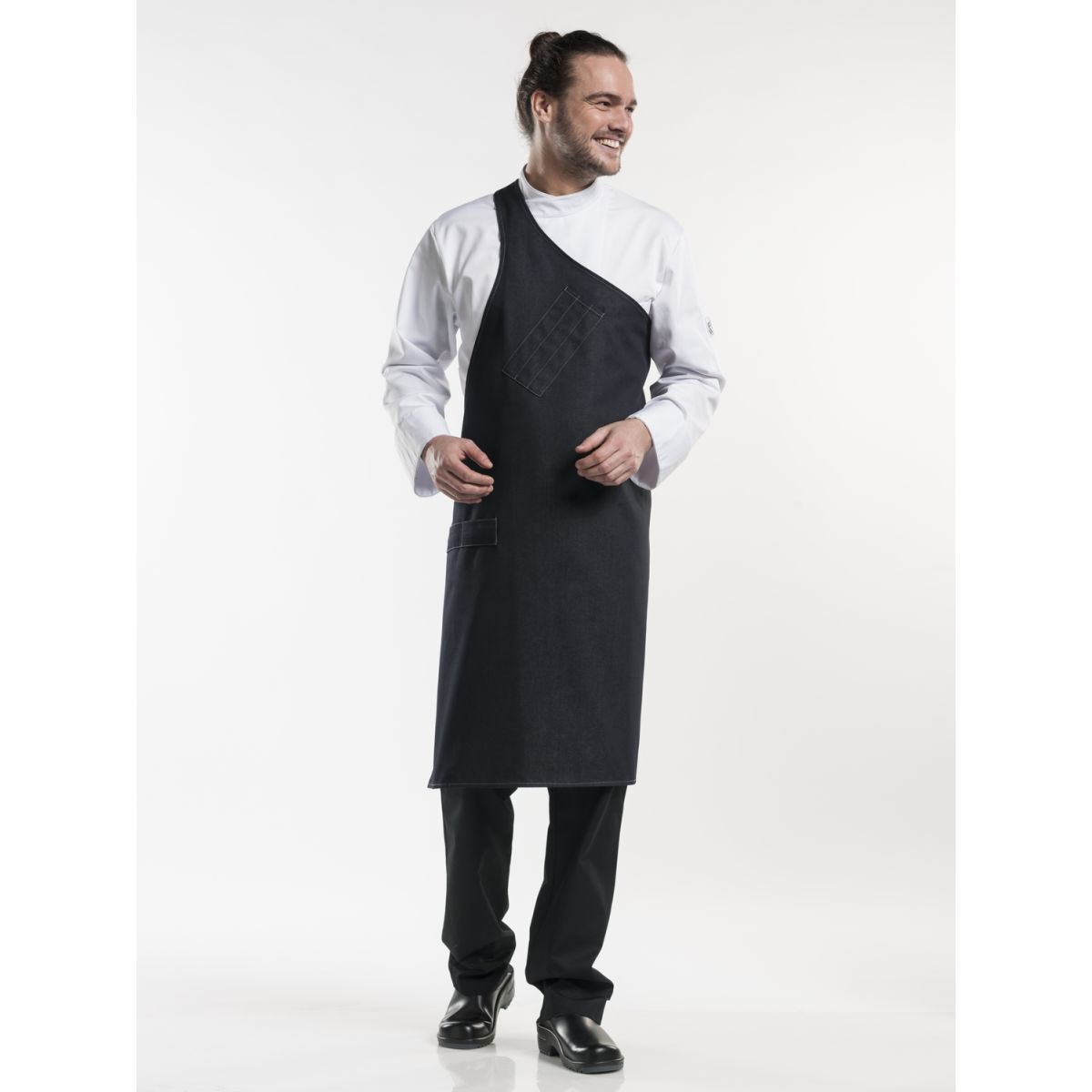 Chaud Devant Latzschürze Butcher Black Denim W90 – L100 100x90 cm (LxB); schwarz