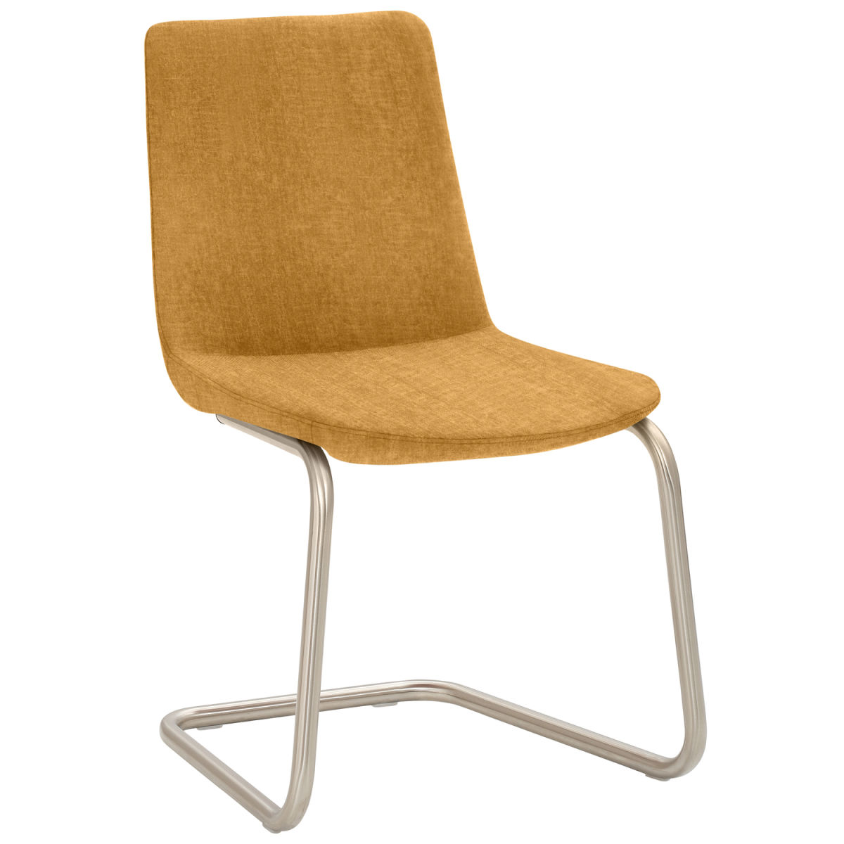 Mayer Sitzmöbel Freischwinger Stuhl Samt Stoff 53x54x87 cm (BxTxH); Sitz senf, Gestell edelstahl