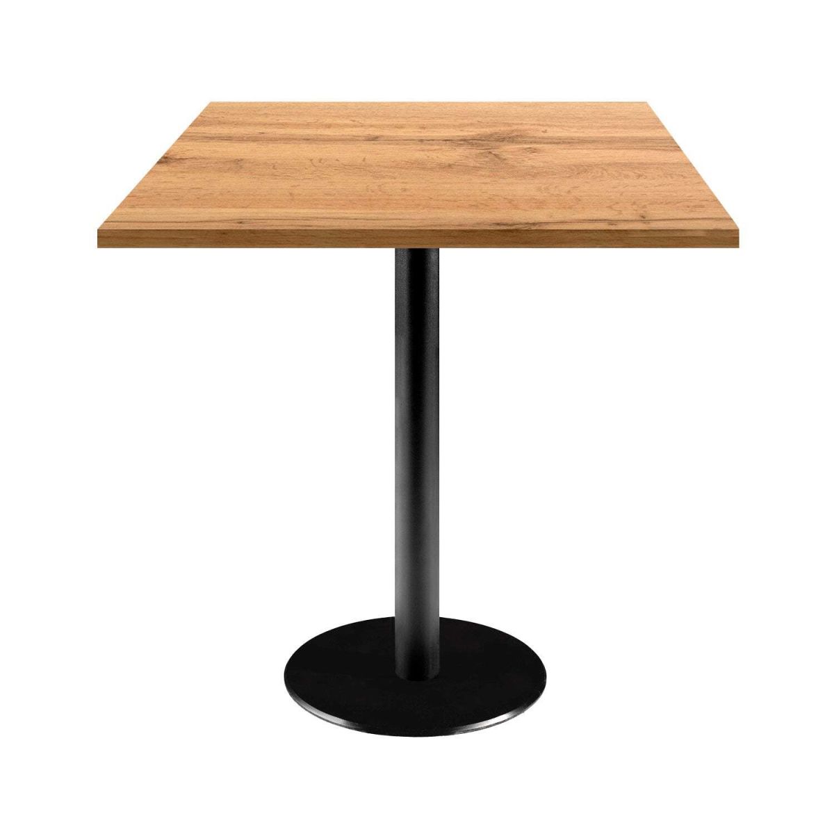 RestooTab Tisch Rome quadratisch - Dekor Holz 70x70x75 cm (LxBxH); Platte eiche, Gestell schwarz; quadratisch