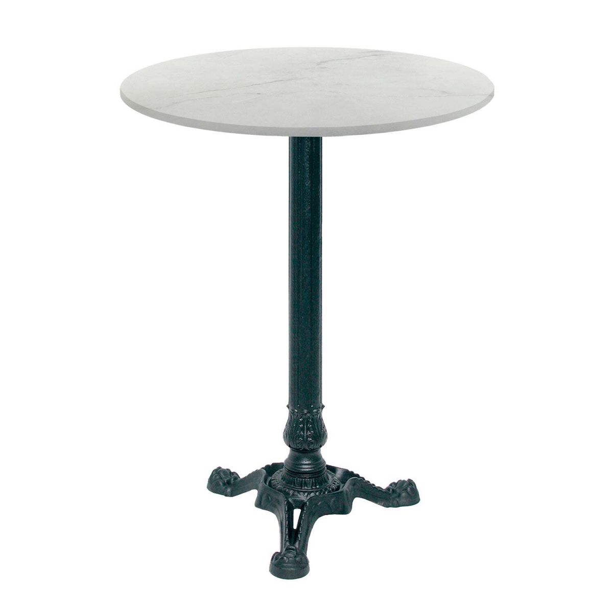 RestooTab Stehtisch Bistrot rund - Dekor Stein & Holz 60x60x113x60 cm (LxBxHxØ); weiß/beige/marmoriert; Gestell schwarz; rund