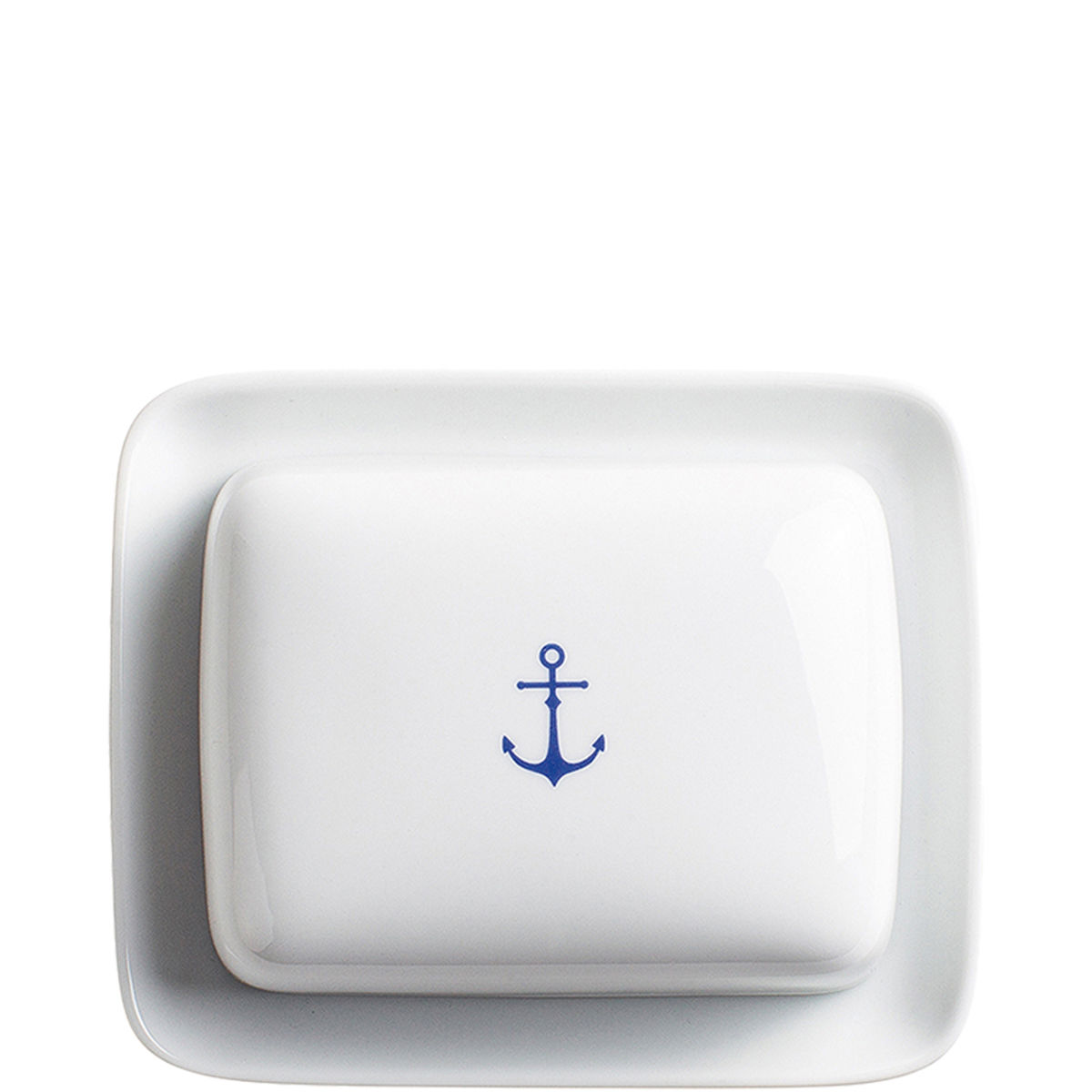 Kahla Butterdose, eckig Porzellan Anker 17.3x14.2x5.8 cm (LxBxH); blau