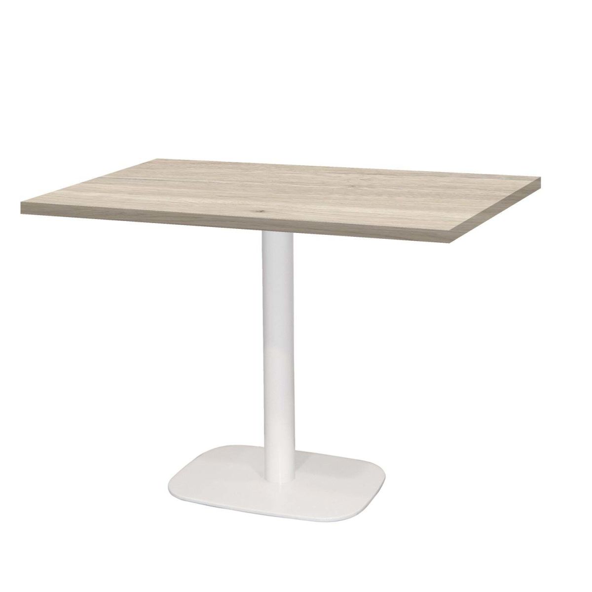 Tavolo Round rettangolare base bianco - laminato legno & pietra RestooTab; 120x70x75 cm (LxLxH); betulla/grigio chiaro; rettangolare