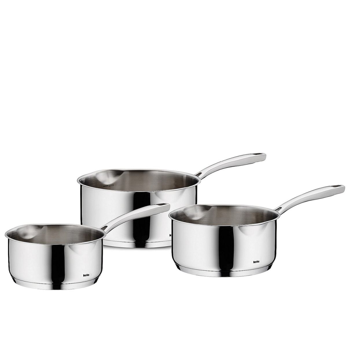 kela Stielkasserollen-Set Flavoria Edelstahl 18/10, 3tlg. silber; rund