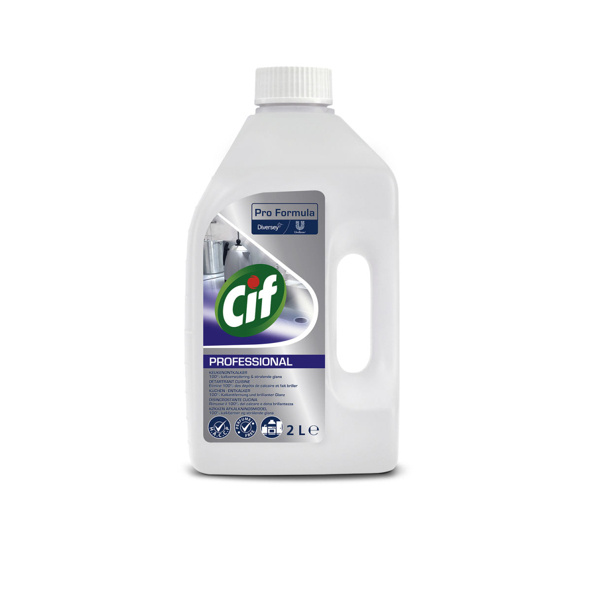 Diversey Cif Professional Küchen-Entkalker, Kalklöser, zur Entfernung von Kalkbelägen 2 l; transparent; 6 Stück / Pack