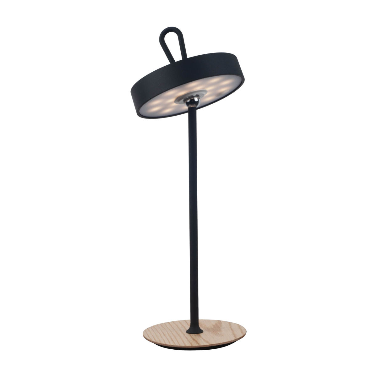 NÄVE Leuchten LED-Akku-Tischleuchte ELLI 13x13x13x36 cm (LxBxØxH); schwarz; Gestell braun
