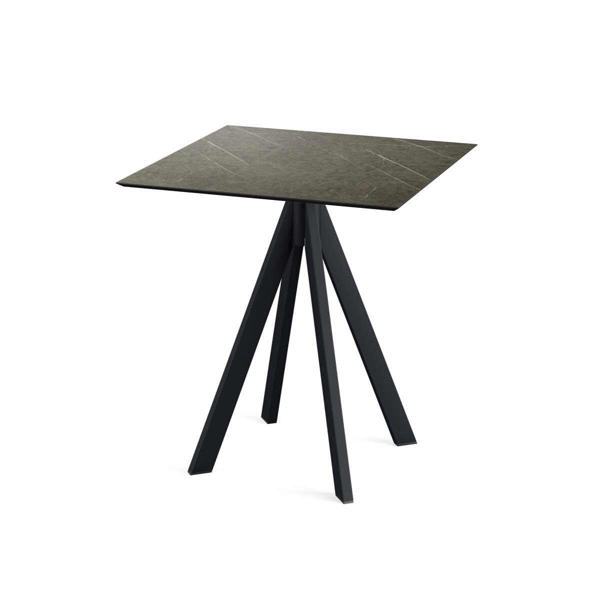 Feros Terrassentisch Infinity Schwarz Gestell + HPL quadratisch 70x70x73.2 cm (LxBxH); braun; quadratisch
