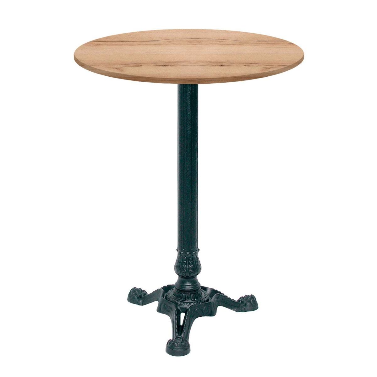 RestooTab Stehtisch Bistrot rund - Dekor Stein & Holz 60x60x113x60 cm (LxBxHxØ); eiche/natur; Gestell schwarz; rund