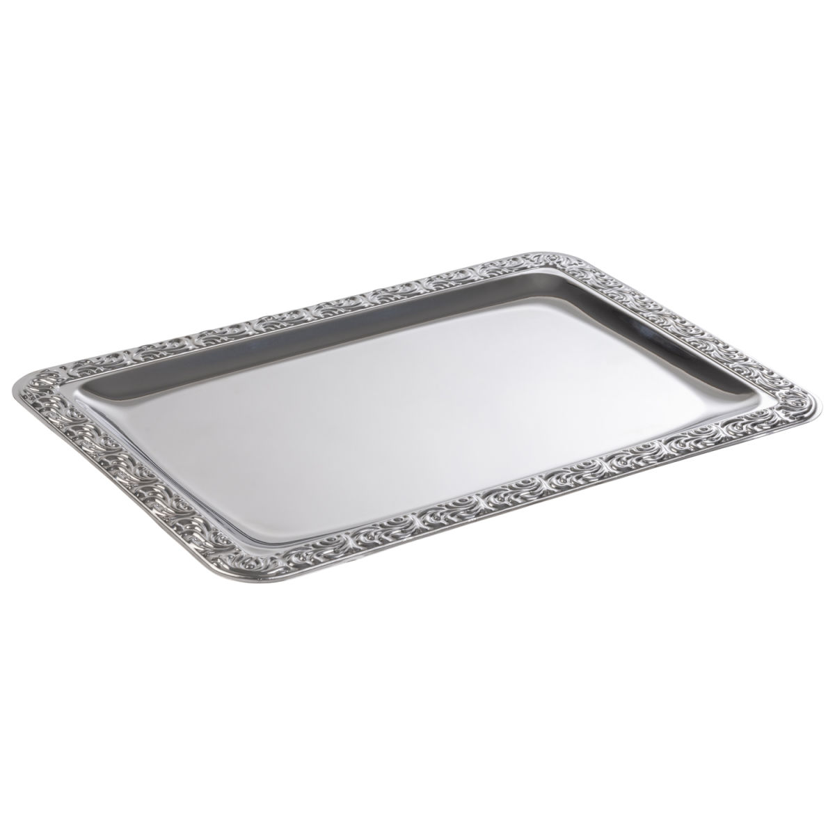 APS Tablett SCHÖNER ESSEN, Edelstahl; 35x24x1.5 cm (LxBxH); silber; rechteckig