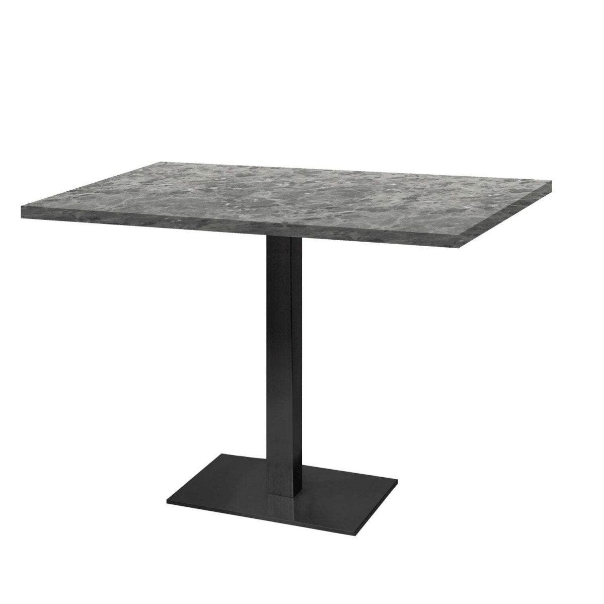 RestooTab Tisch Milan rechteckig - Dekor Stein & Holz 120x70x75 cm (LxBxH); Platte steingrau/marmoriert, Gestell schwarz; rechteckig