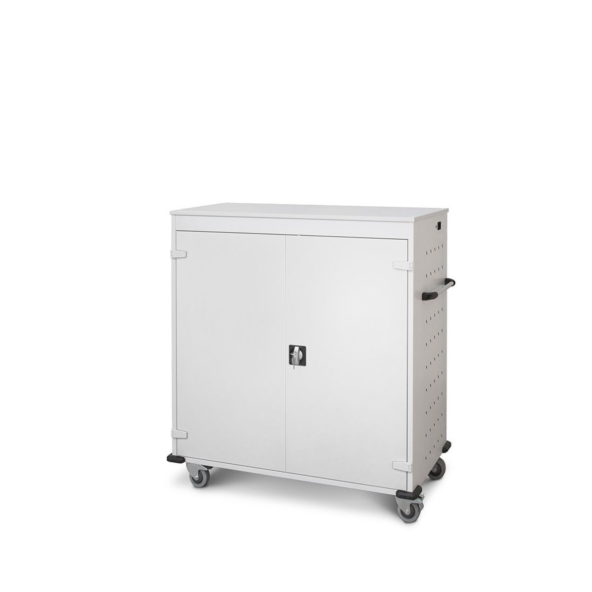 rotstahl Laptopwagen 30 Fächer mit lichtgrauem Korpus 92x131 cm (BxH); hellgrau