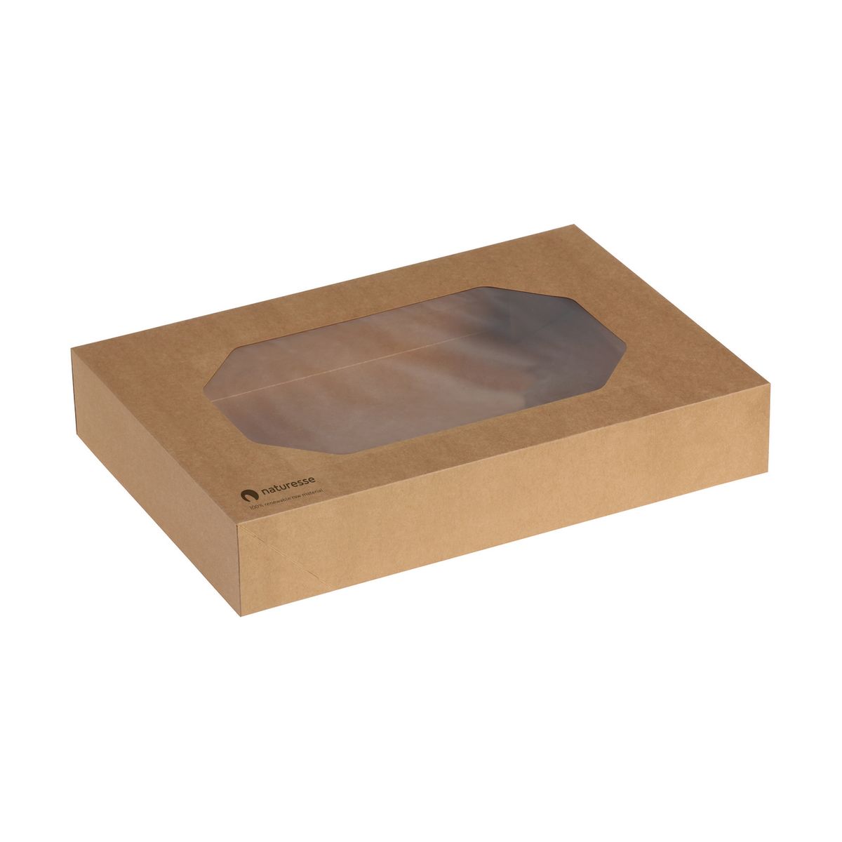 naturesse Transport Box Kraft - m. PLA Sichtfenster 46x32x8 cm (LxBxH); braun; 50 Stück / Pack