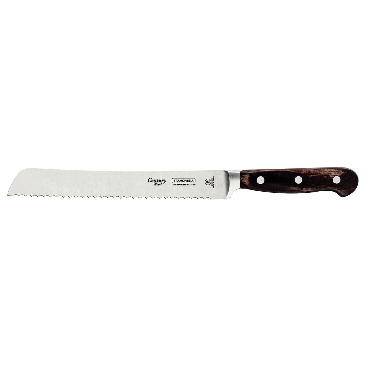 TRAMONTINA Brotmesser Century Wood Klingenlänge 20 cm, 32.8 cm (L); silber/braun