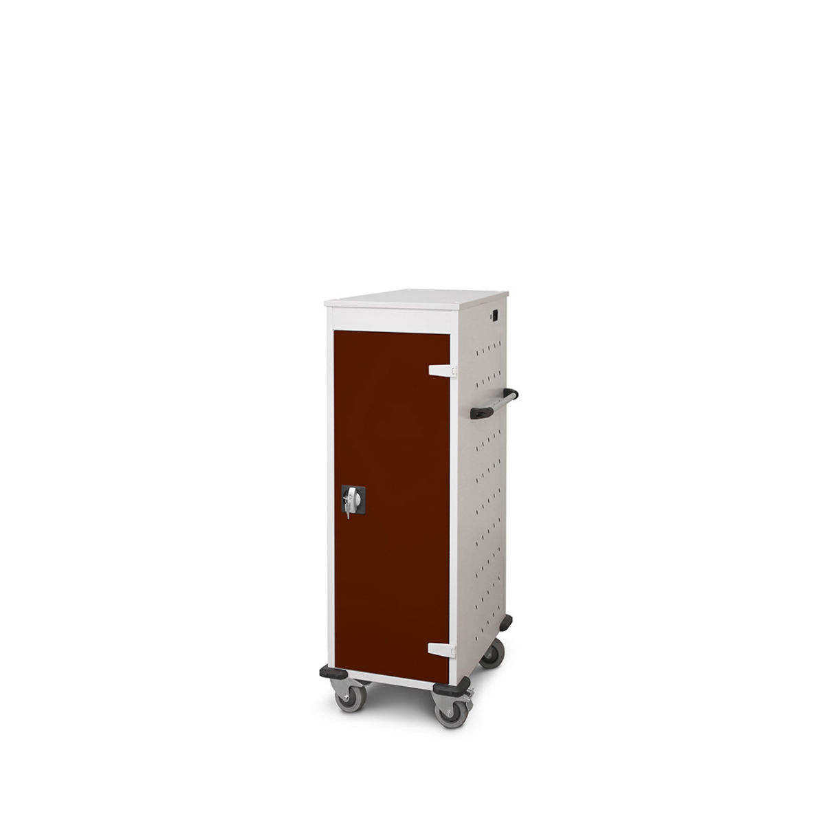 rotstahl Laptopwagen 10 Fächer mit lichtgrauem Korpus 53x125 cm (BxH); mahagoni