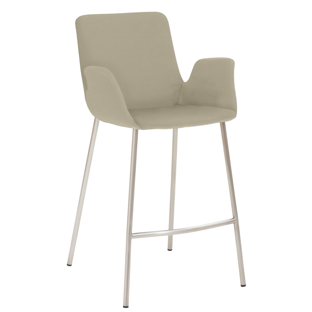Mayer Sitzmöbel Tresenhocker mit Armlehnen, Vierfuß-Gestell, Mikrofaser in Lederoptik Gestell silber 53x49x95 cm (BxTxH); Sitz taupe, Gestell silber