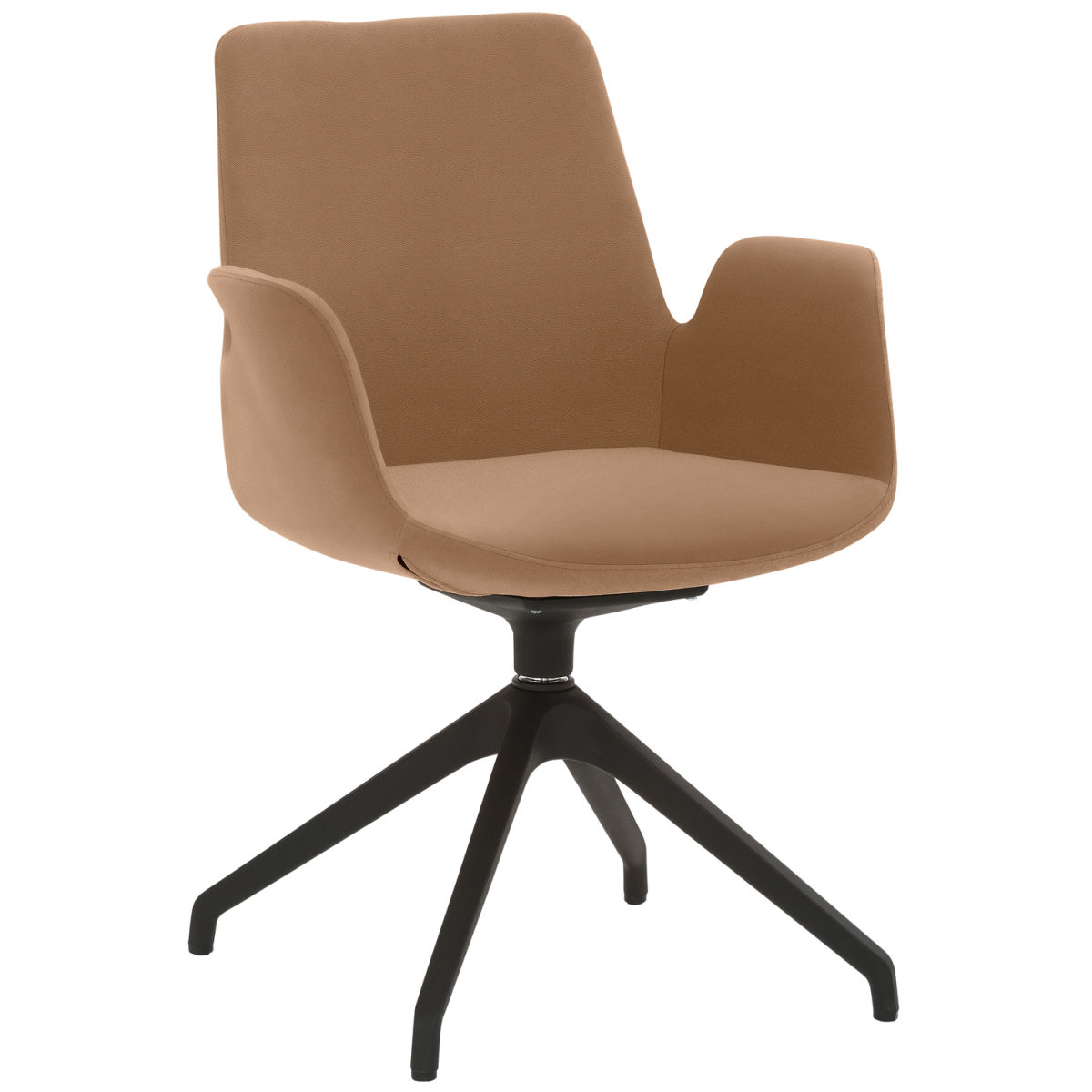 Mayer Sitzmöbel Sessel 2009, Mikrofaser-Stoff, Sternfuß-Gestell 58x57x84 cm (BxTxH); Sitz hellbraun, Gestell schwarz