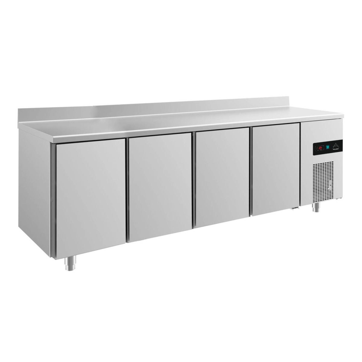 A&S Polarny Kühltisch -2 bis +8°C 2330x700x850mm mit 4 Türen u. Aufkantung 233x85x70 cm (BxHxT); silber