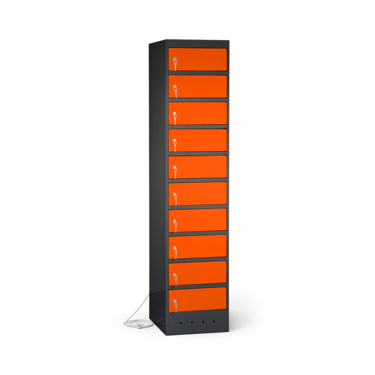 rotstahl Laptopschrank 10 Fächer mit anthrazitgrauem Korpus 40x180 cm (BxH); orange