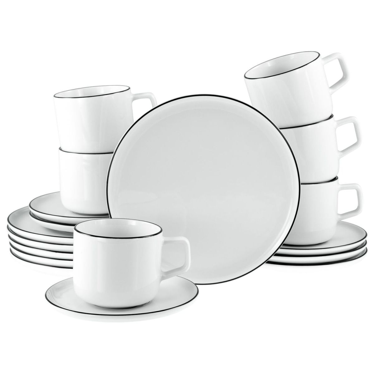 CreaTable Chef Collection - Kaffeeservice 18-tlg weiß/schwarz