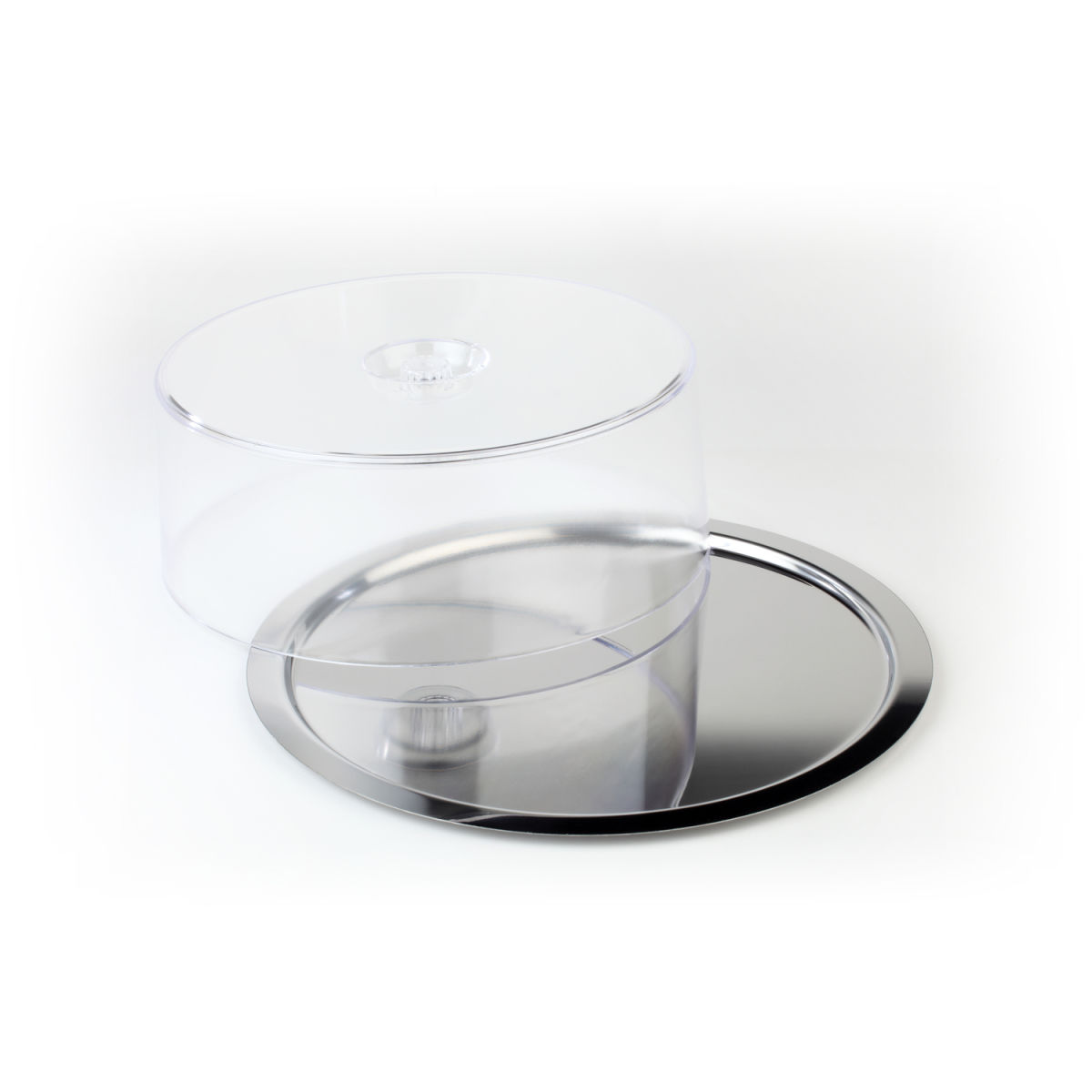 APS Tablett mit Haube FINESSE, Edelstahl/Polystyrol 38x38x38x13 cm (LxBxØxH); transparent/edelstahl; rund