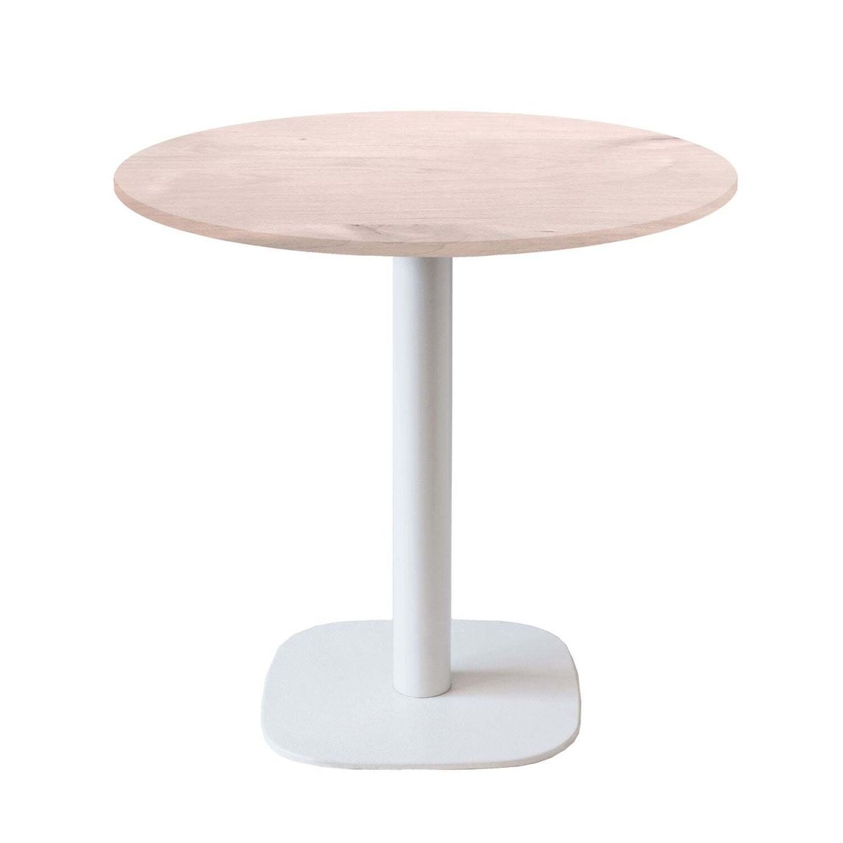 RestooTab Tisch Round rund Gestell weiß - Dekor Holz & Uni 75x70 cm (HxØ); Platte birke, Gestell weiß; rund