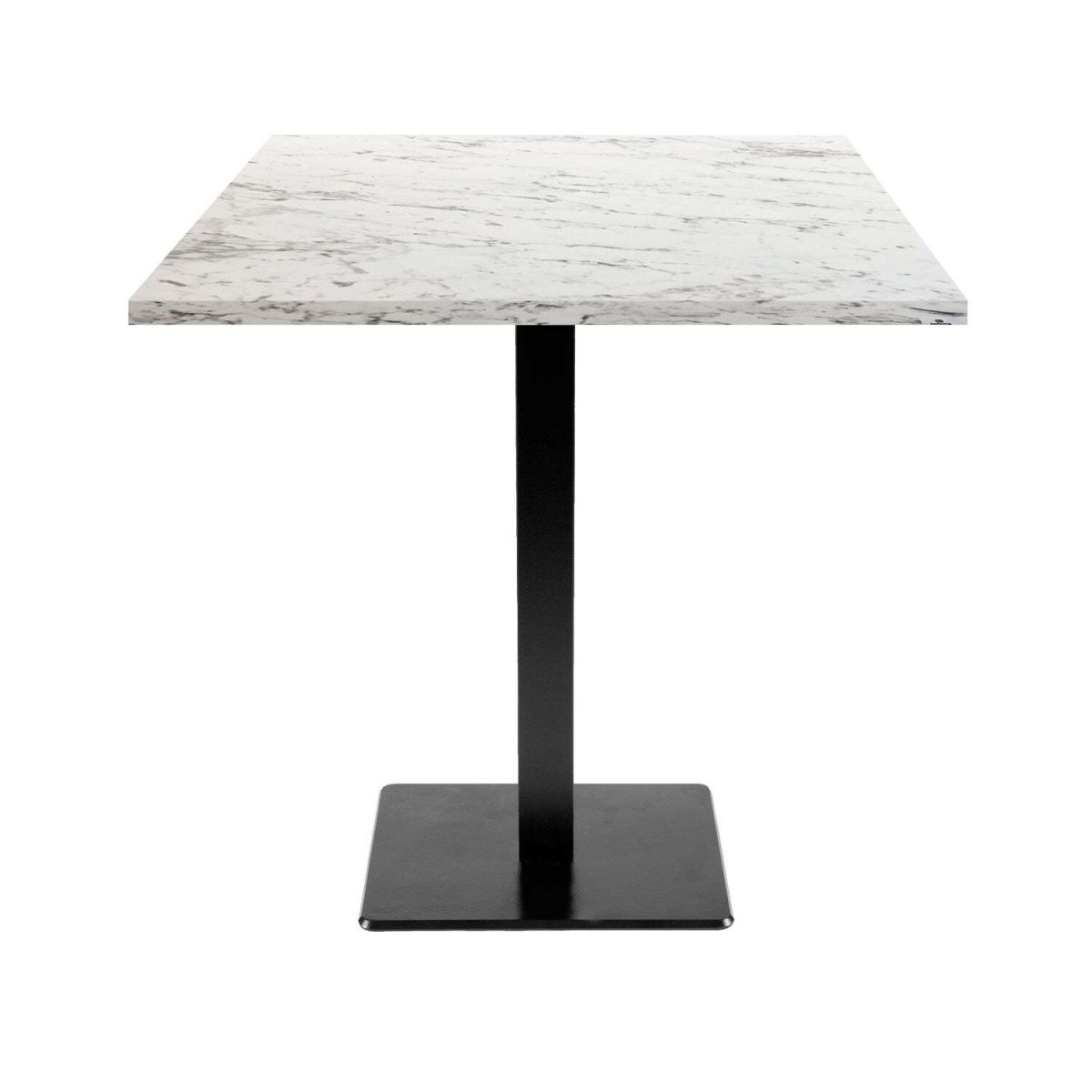 RestooTab Tisch Milan quadratisch - Dekor Stein & Holz 70x70x75 cm (LxBxH); Platte weiß/steingrau/marmoriert, Gestell schwarz; quadratisch