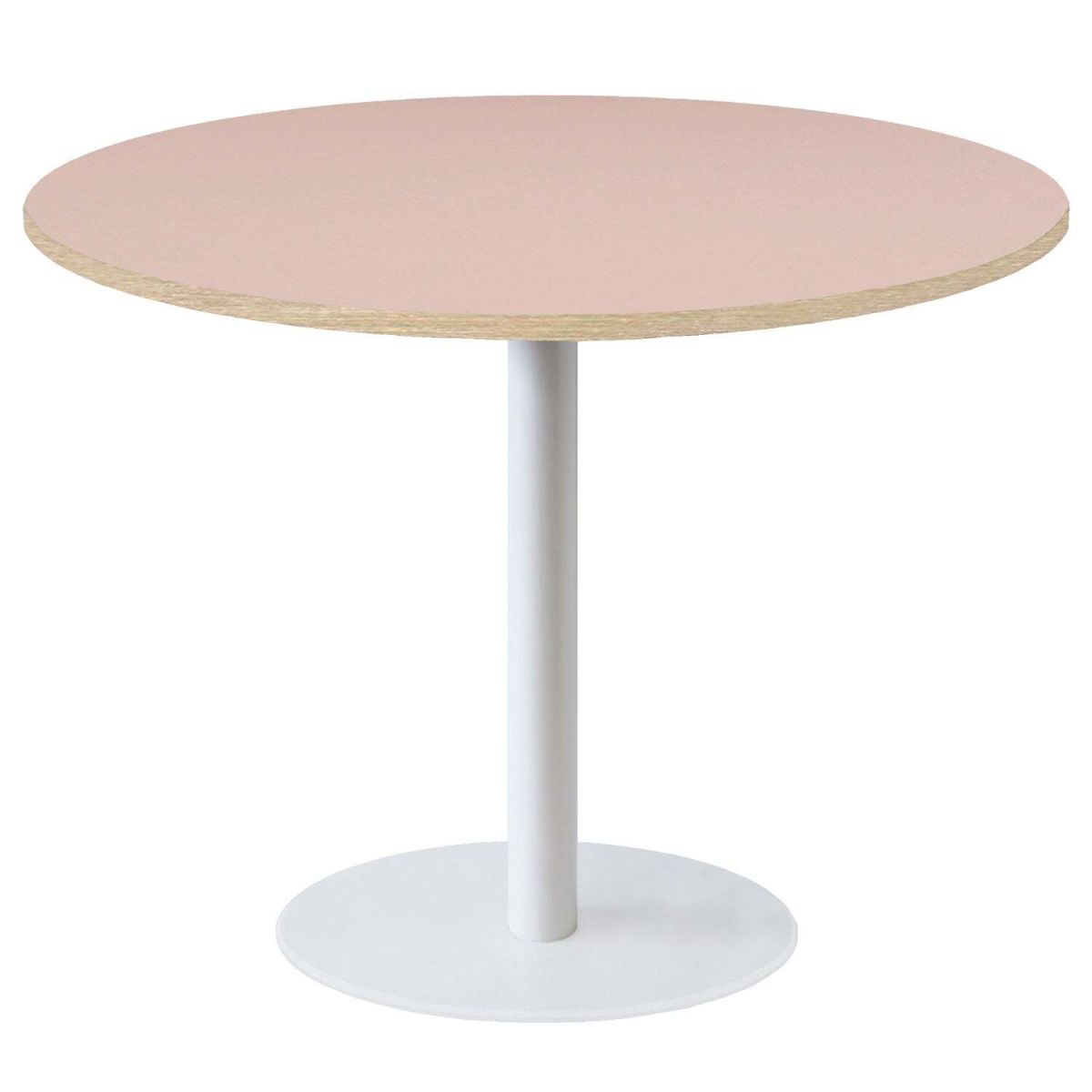 Tavolo Roma XL rotondo base bianco - laminato tinta unita RestooTab; 75x120 cm (HxØ); rosa antico/marrone; rotonda