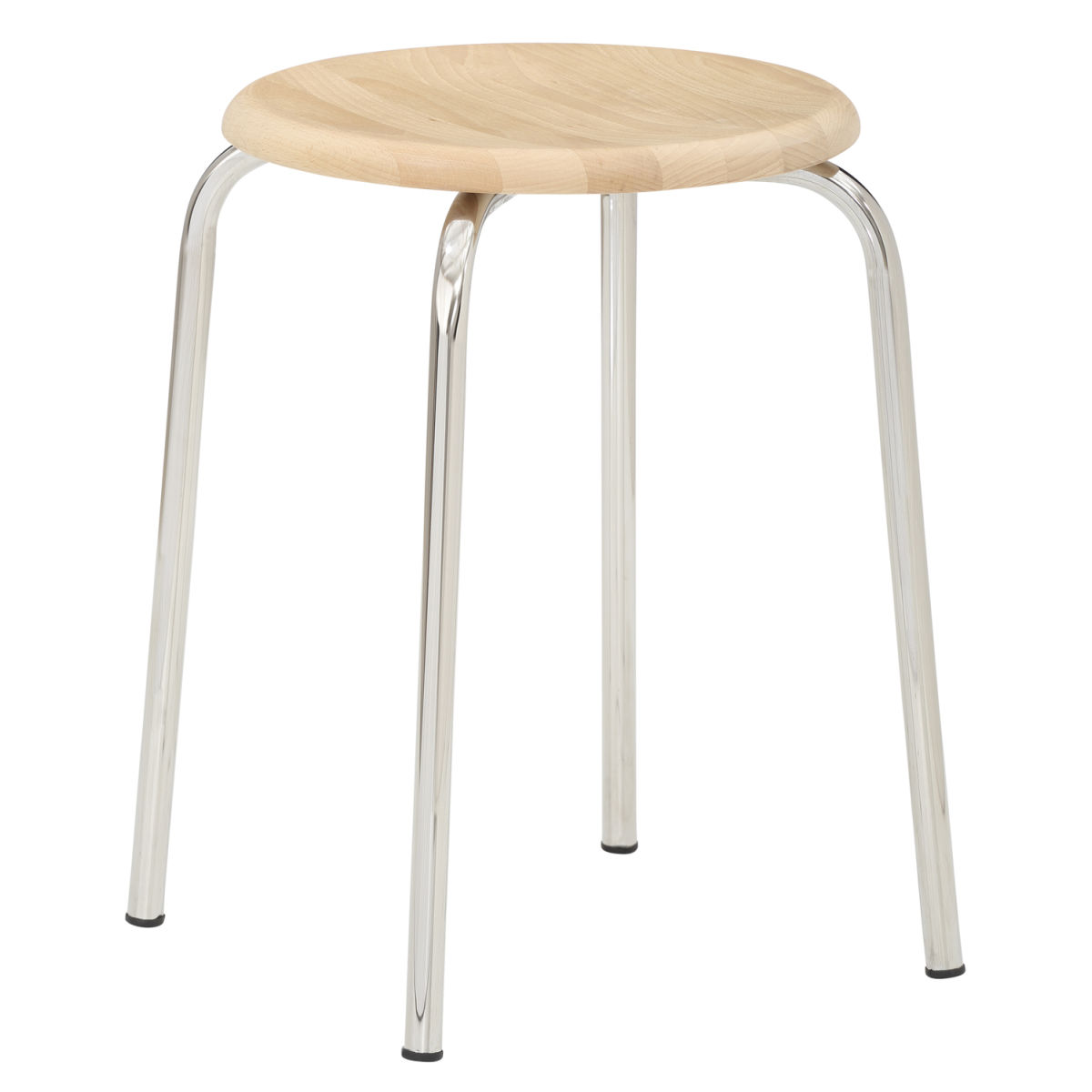 Mayer Sitzmöbel Praktischer Universalhocker, Vierfuß, Holz Buche 48x48x48 cm (BxTxH); Sitz buche natur, Gestell chrom; rund