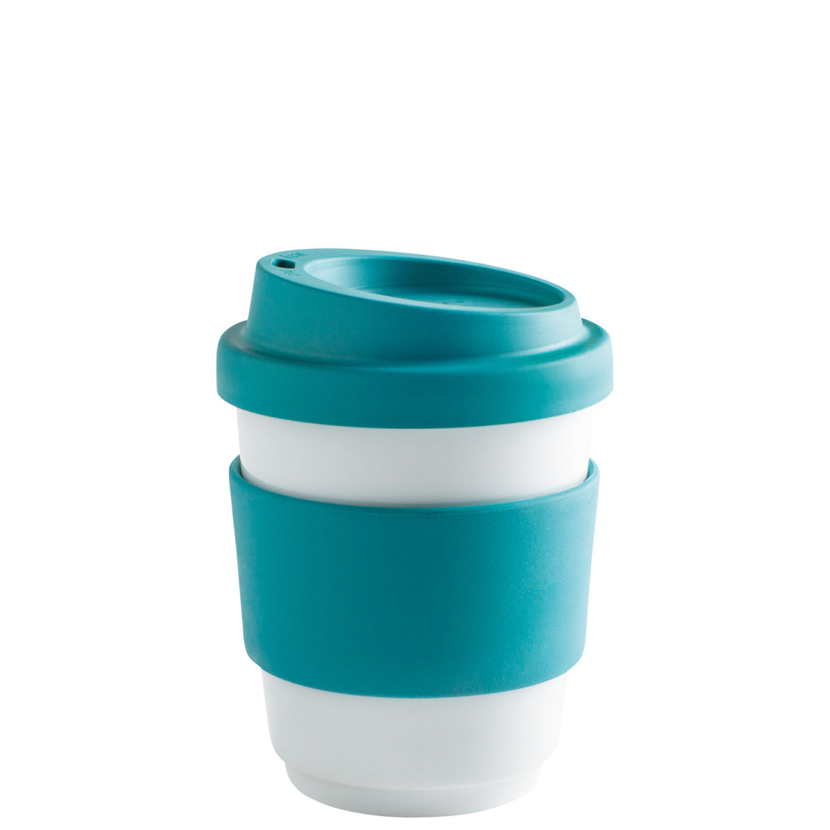 Kahla Becher + Trinkdeckel + Banderole fillit 270 ml, 8x9.5 cm (ØxH); türkis; rund
