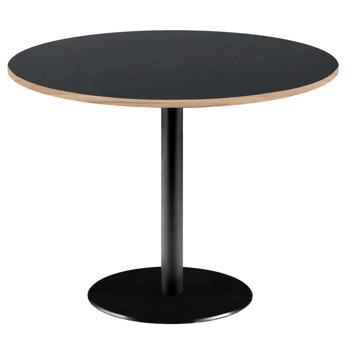 RestooTab Tisch Rome XL rund - Dekor Uni 75x120 cm (HxØ); Platte schwarz, Gestell schwarz; rund