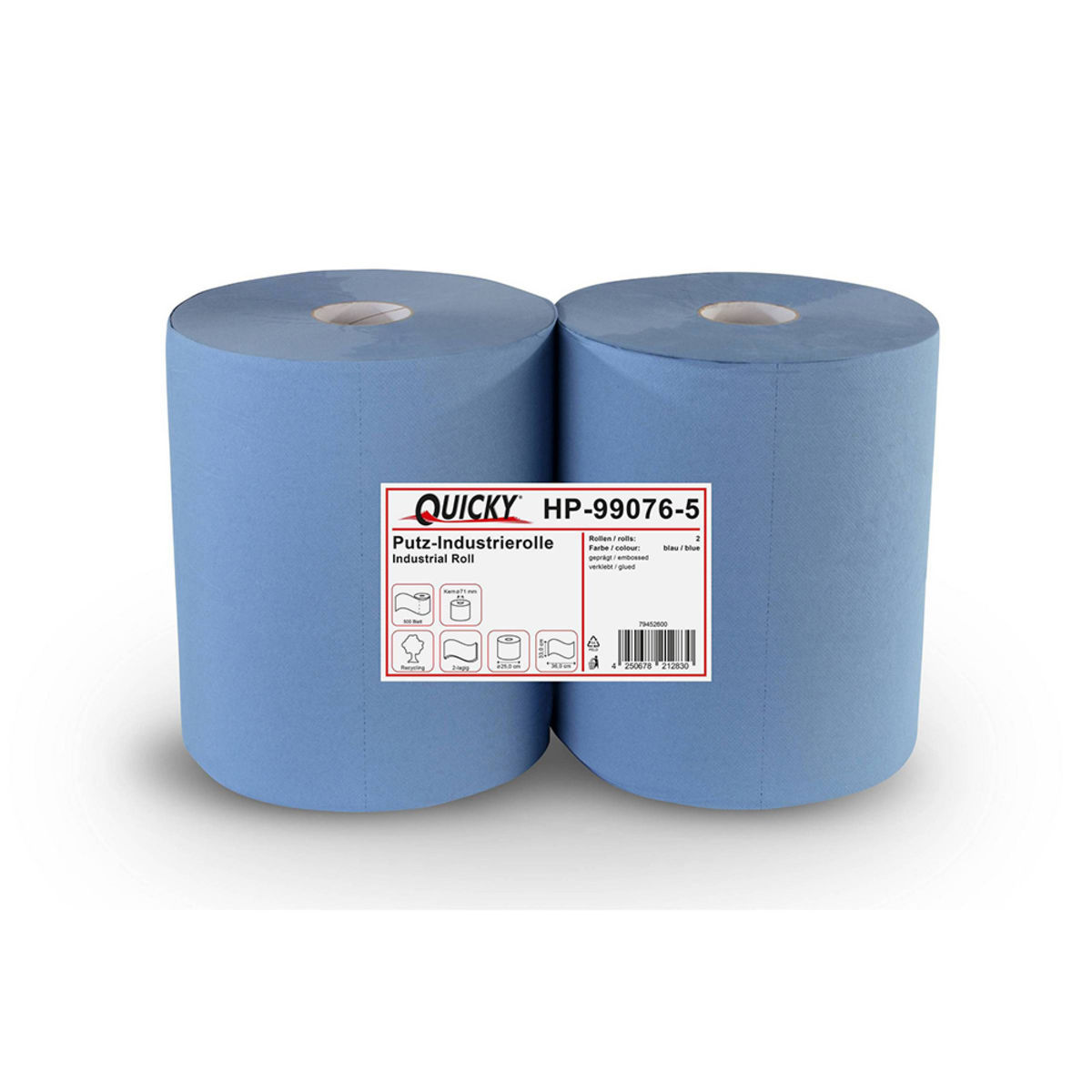Plock Industrierolle 33 cm, 2-lagig, recycling blau blau; 2 Rolle(n) / Pack