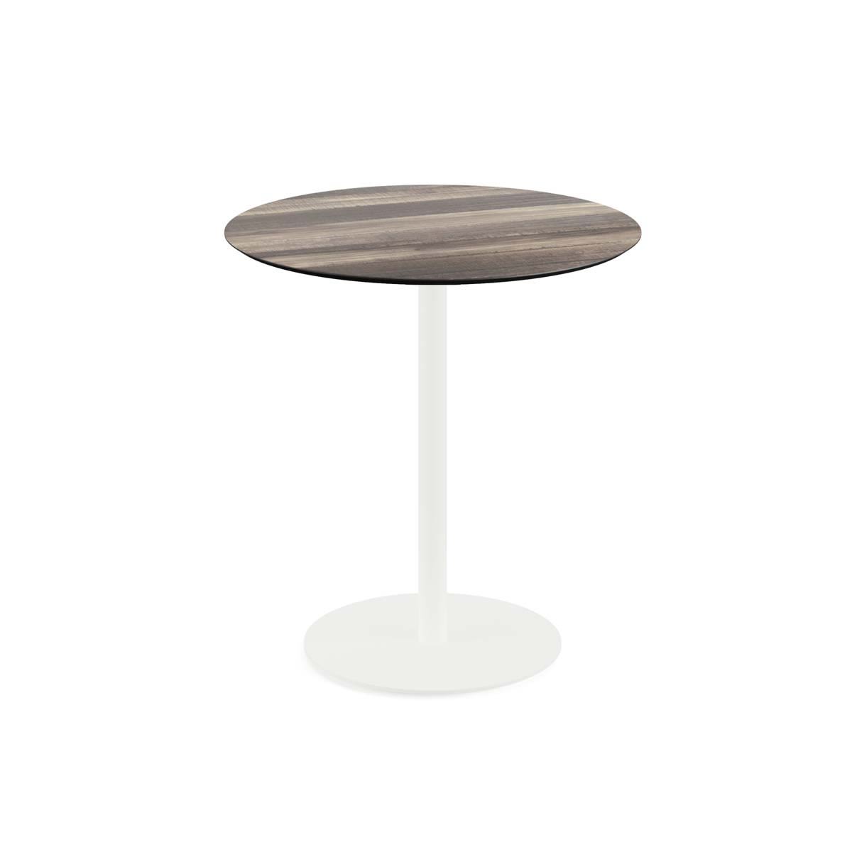 Feros Terrassentisch Urban Weiß Gestell + HPL rund 73.2x70 cm (HxØ); hellbraun; rund