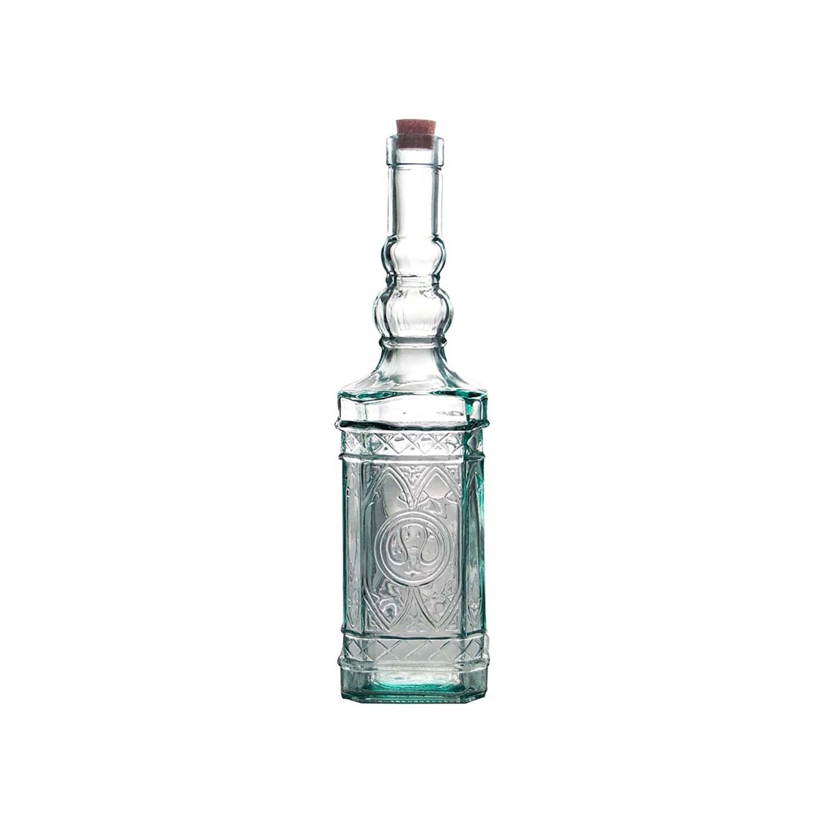 Vidrios Glasflasche mit Korken 'Miguelete' 0,7 l aus Recyclingglas; 0.7 ml, 8x30 cm (ØxH); transparent